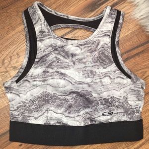 Grey, black, white Champion sports bra
